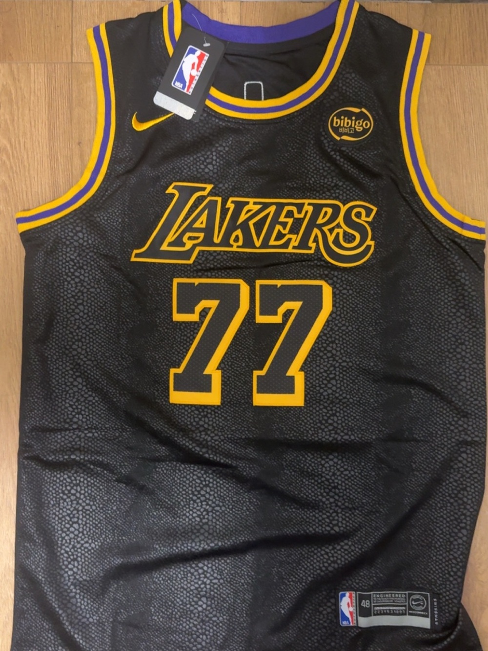 Nike Los Angeles Lakers Black and Gold #77 Jersey